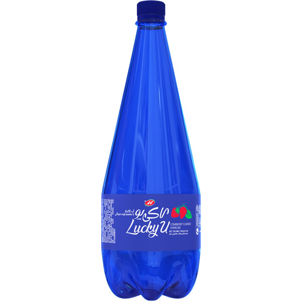 آب گازدار لاکی یو توت فرنگی 1 لیتری  