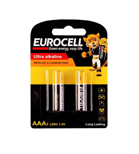 باتری اولترا آلکالاین نیم قلمی کارتی  (2عددی) EUROCELL