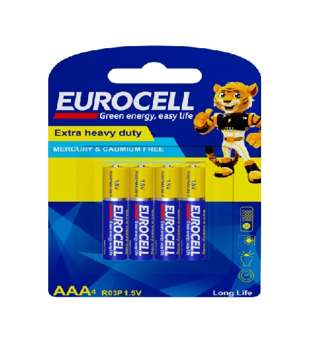 باتری کربن زینک نیم قلمی کارتی  (4عددی) EUROCELL