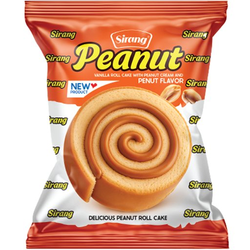 کیک اسفنجی رول با کرم کره بادام زمینی  سیرنگ (60گرم) 