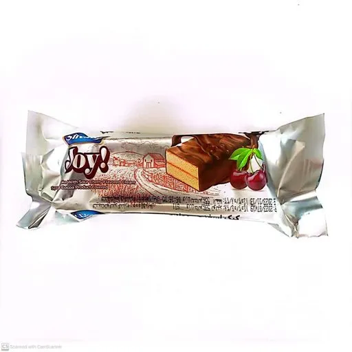 کیک اسفنجی دولایه پرتقالی وآلبالو روکش کاکائویی (55گرم)  سیرنگ